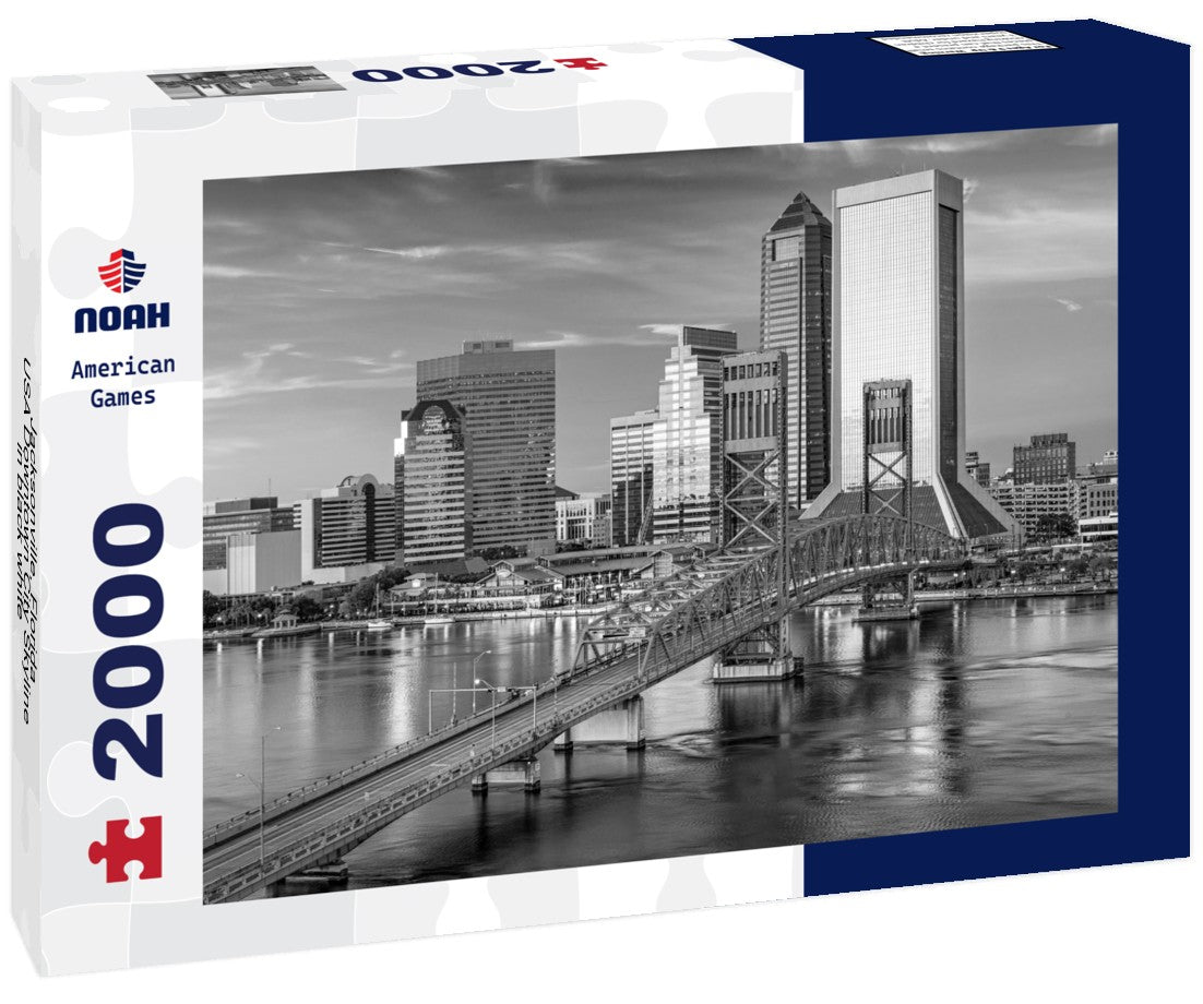 Jacksonville, Florida, USA Downtown City Skyline 2000pc PuzzleBlack and White