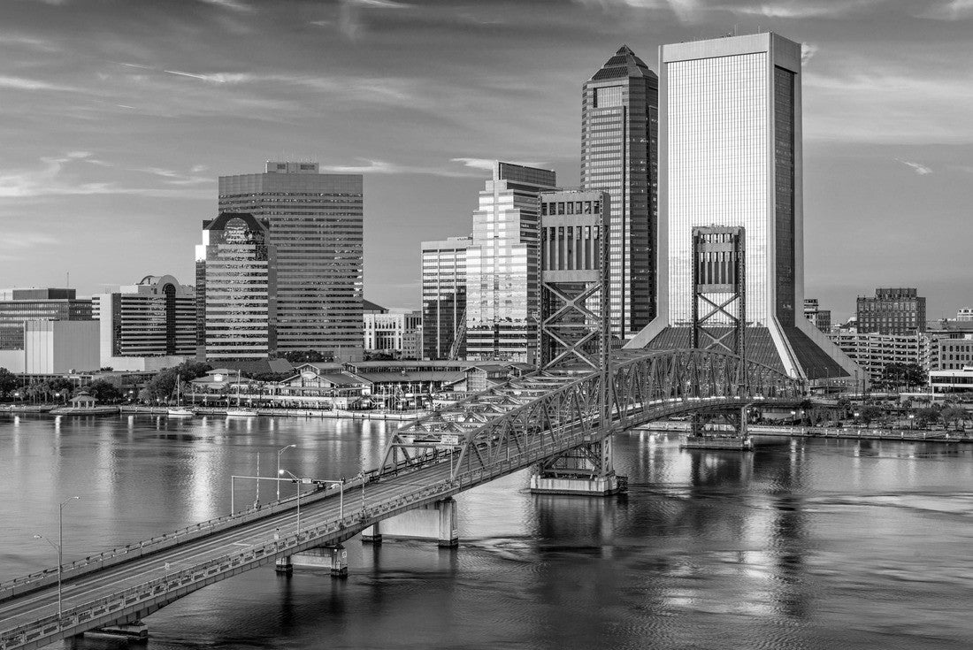 Jacksonville, Florida, USA Downtown City Skyline 2000pc PuzzleBlack and White