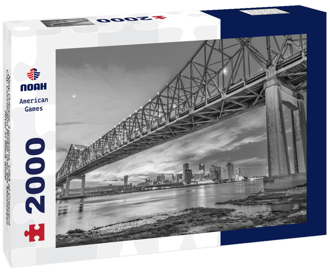 New Orleans, Louisiana, USA at Crescent City Connection Bridge over the Mississippi River 2000pc PuzzleBlack and White