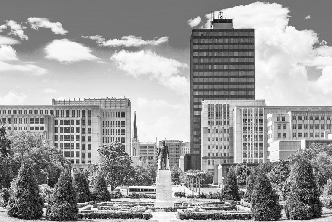 Baton Rouge, Louisiana, USA skyline from Louisiana State Capitol 2000pc PuzzleBlack and White