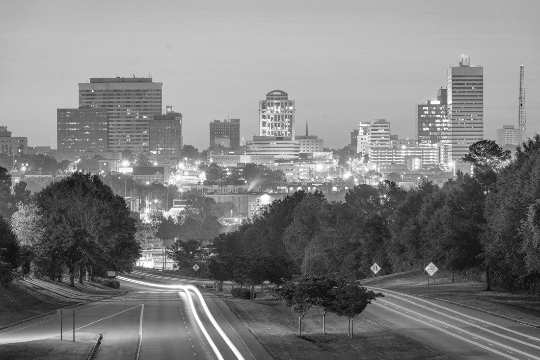 Columbia, South Carolina, USA skyline and highway 2000pc PuzzleBlack and White