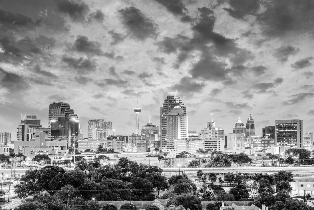 San Antonio, Texas, USA downtown skyline 2000pc PuzzleBlack and White