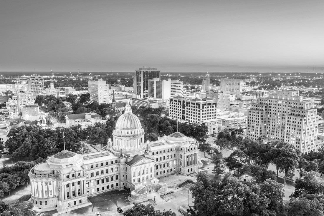 Jackson, Mississippi, USA cityscape at dusk 2000pc PuzzleBlack and White