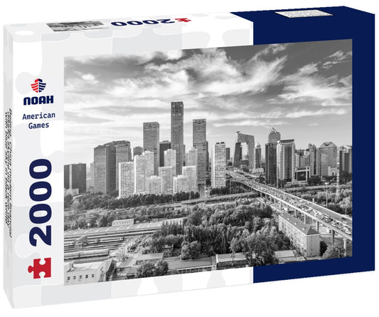 Noah Jigsaw Puzzle Beijing, China modern financial district skyline on a nice day with blue sky in black white 2000 pieces