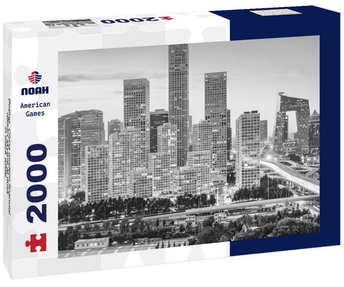 Noah Jigsaw Puzzle Beijing, China modern financial district skyline at dusk in black white 2000 pieces
