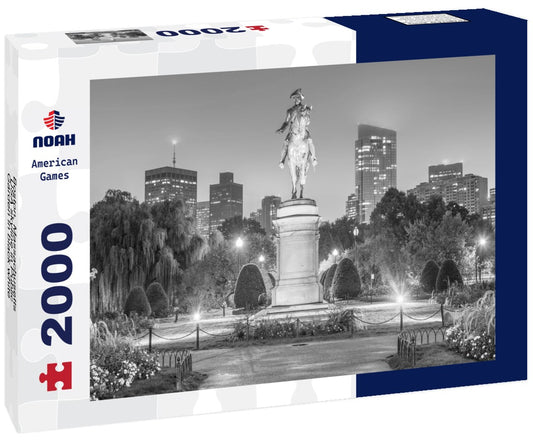 Noah Jigsaw Puzzle Boston, Massachusetts, USA skyline in Public Garden in black white 2000 pieces