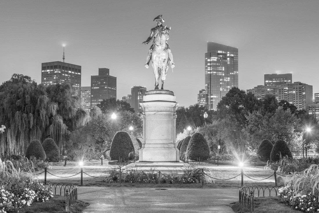 Noah Jigsaw Puzzle Boston, Massachusetts, USA skyline in Public Garden in black white 2000 pieces