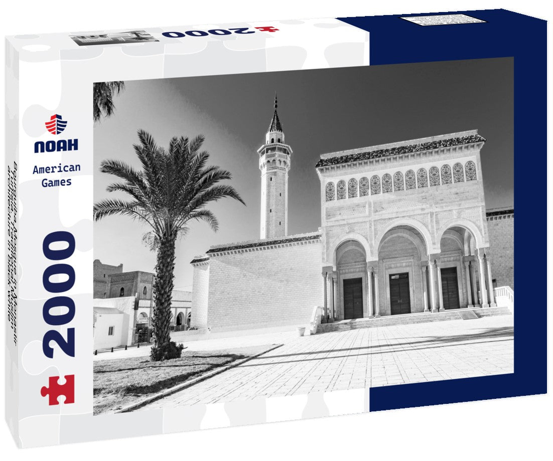 Noah Jigsaw Puzzle Bourguiba Mosque in Monastir, Tunisia. Traditional Muslim architecture in black white 2000 pieces