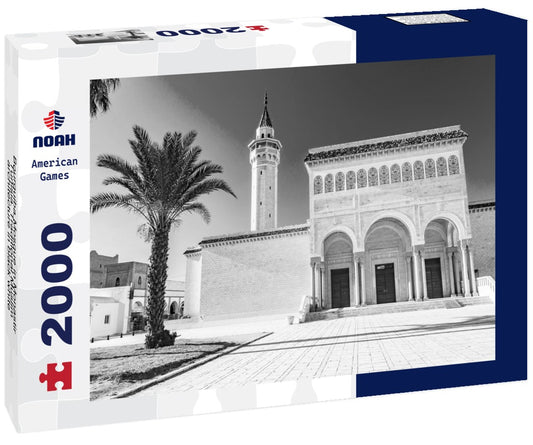 Noah Jigsaw Puzzle Bourguiba Mosque in Monastir, Tunisia. Traditional Muslim architecture in black white 2000 pieces