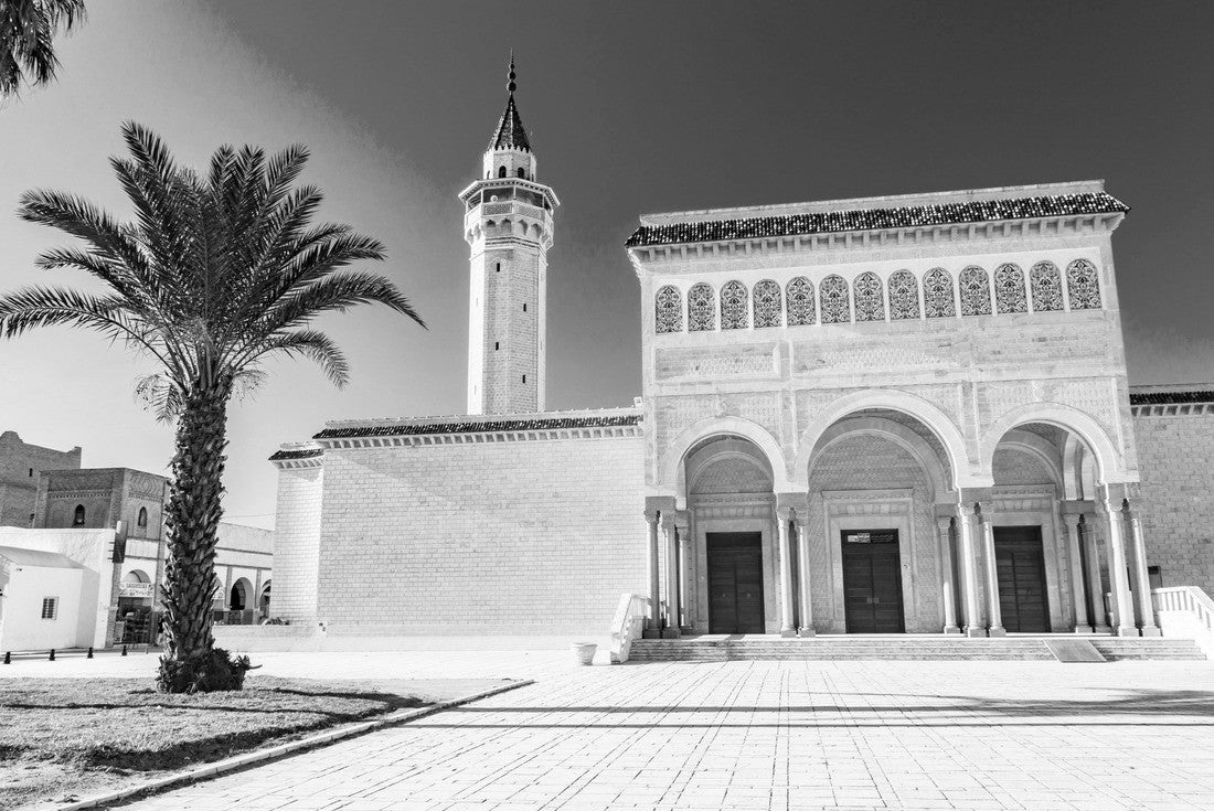 Noah Jigsaw Puzzle Bourguiba Mosque in Monastir, Tunisia. Traditional Muslim architecture in black white 2000 pieces