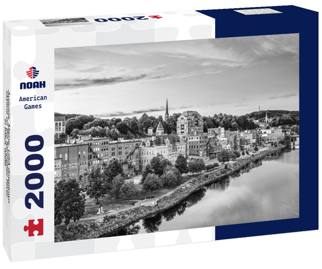 Augusta, Maine, USA downtown skyline on the Kennebec River 2000pc PuzzleBlack and White