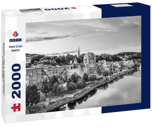 Noah Jigsaw Puzzle Augusta, Maine, USA downtown skyline on the Kennebec River in black white 2000 pieces