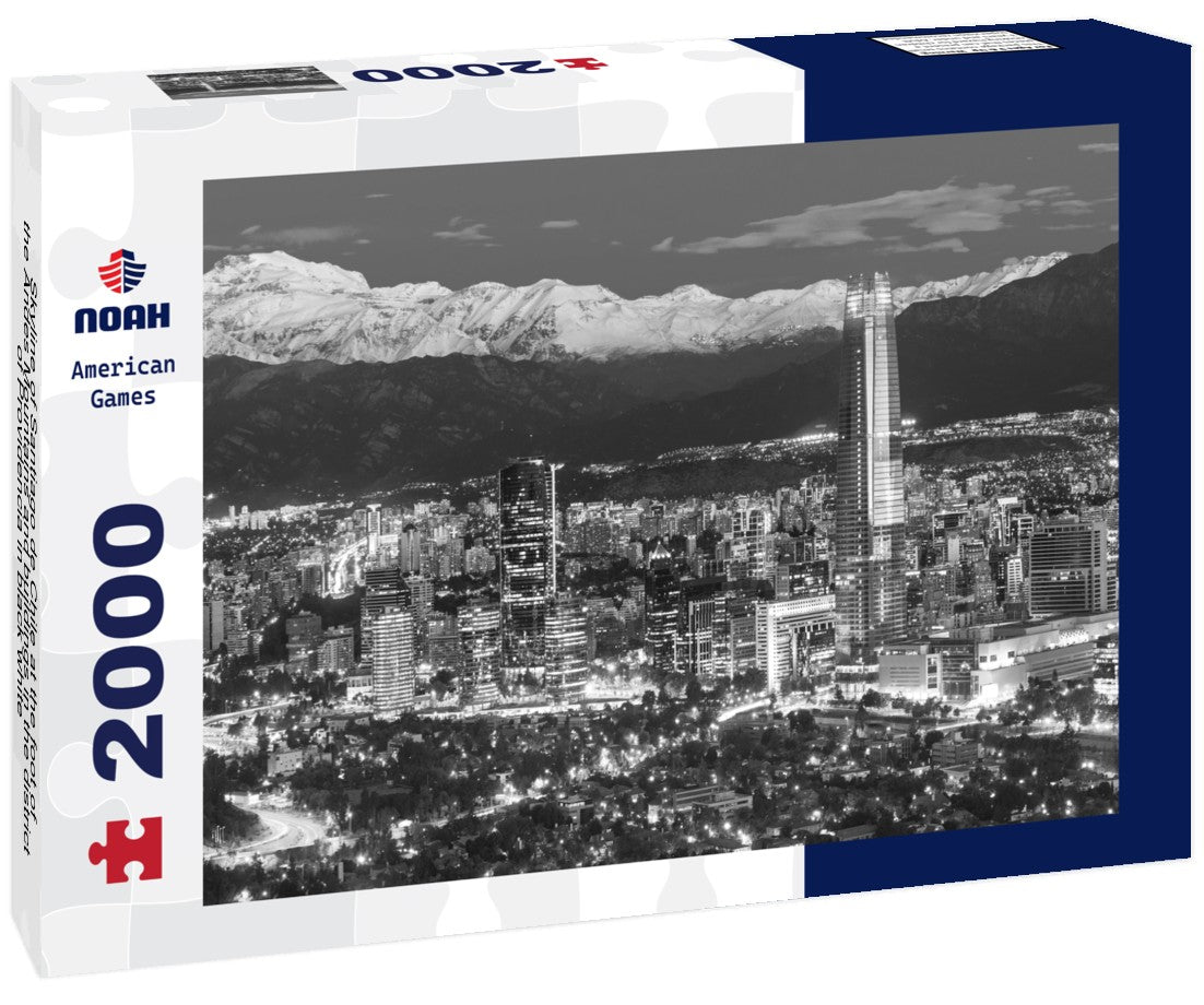 Skyline of Santiago de Chile at the foot of the Andes Mountains and buildings in the district of Providencia 2000pc PuzzleBlack and White