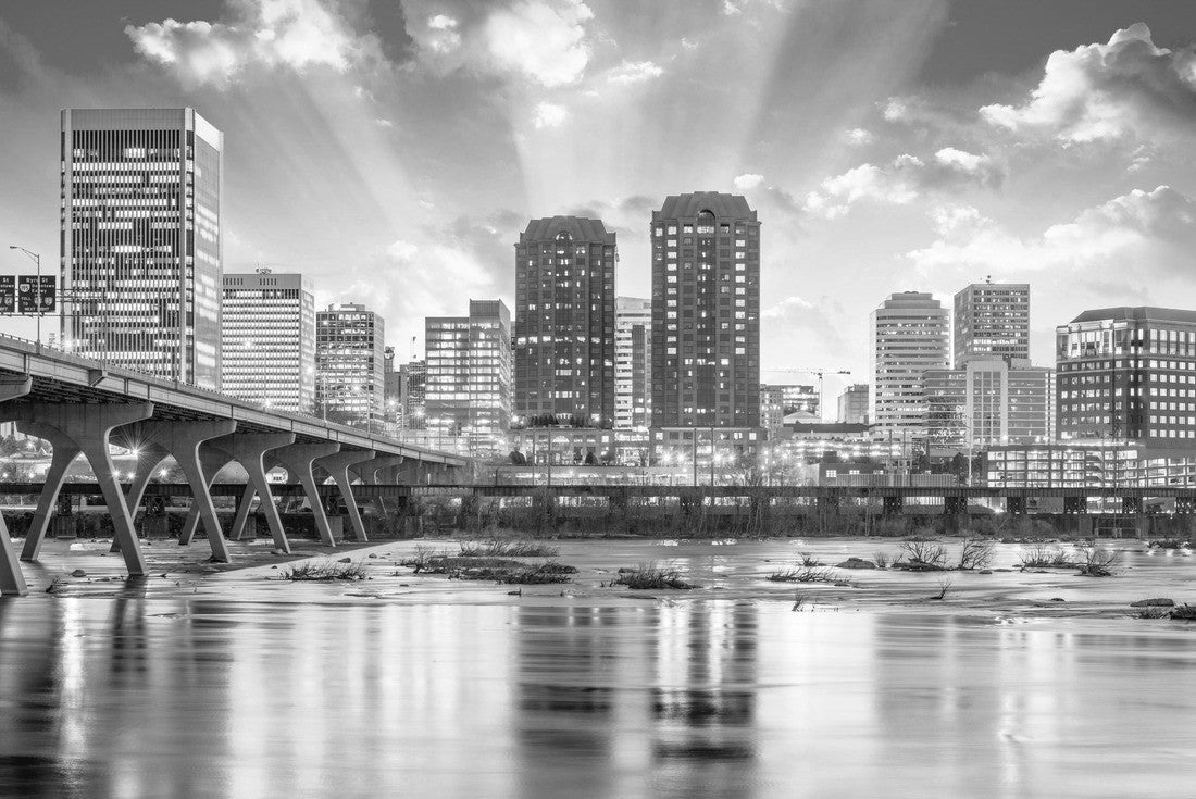 Richmond, Virginia, USA downtown skyline on the James River 2000pc PuzzleBlack and White