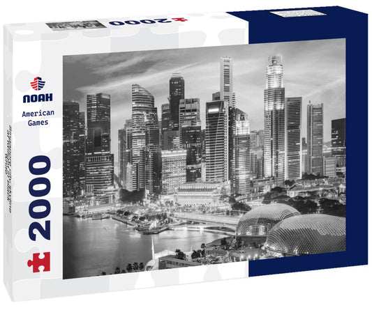 Noah Jigsaw Puzzle Singapore city skyline at twilight in black white 2000 pieces