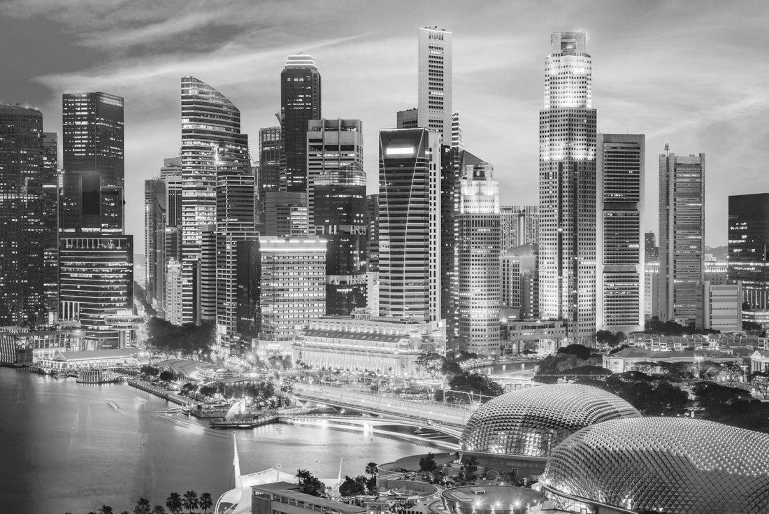 Noah Jigsaw Puzzle Singapore city skyline at twilight in black white 2000 pieces