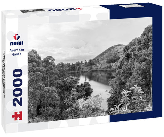 Noah Jigsaw Puzzle crater lake and mountains in Fort Portal, Uganda in black white 2000 pieces