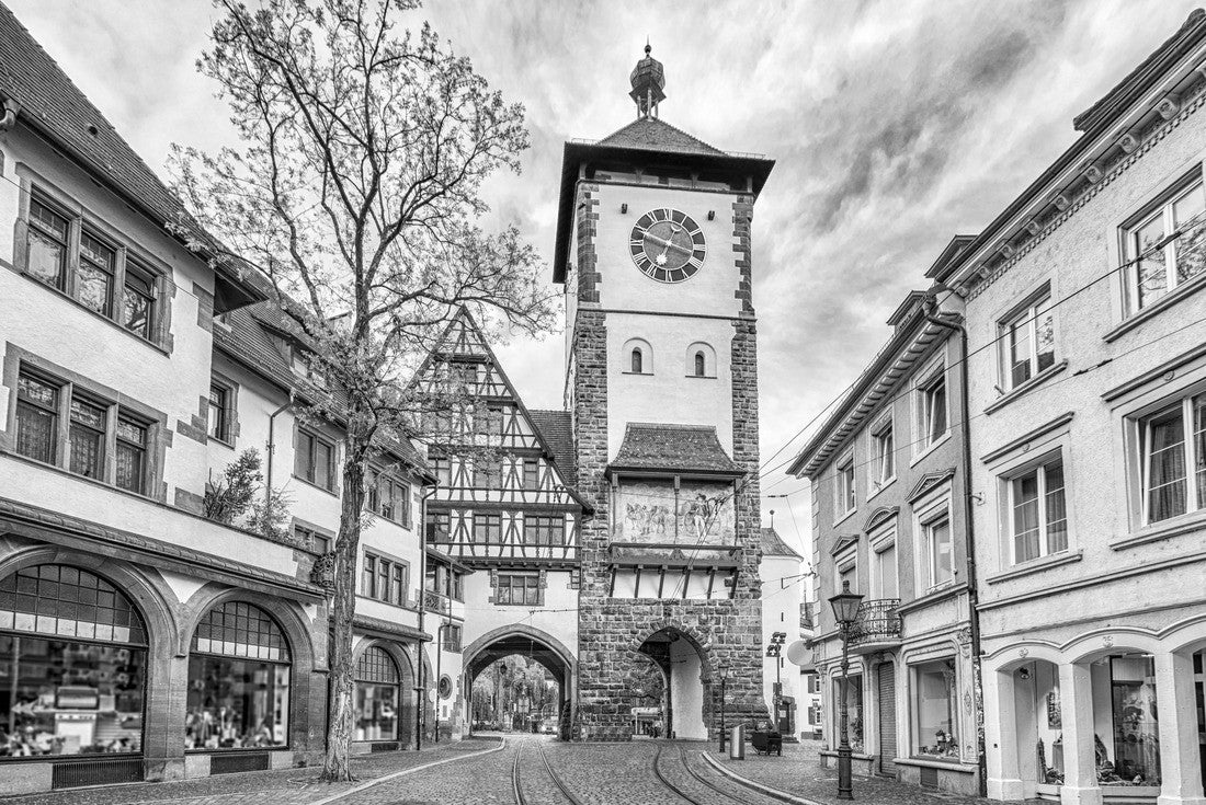 Schwabentor - historic city gate in Freiburg im Breisgau, Baden-Württemberg, Germany 2000pc PuzzleBlack and White