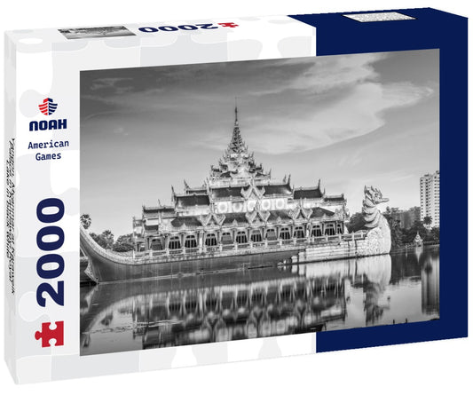 Yangon, Myanmar at Karaweik Palace in Kandawgyi Royal Lake 2000pc PuzzleBlack and White