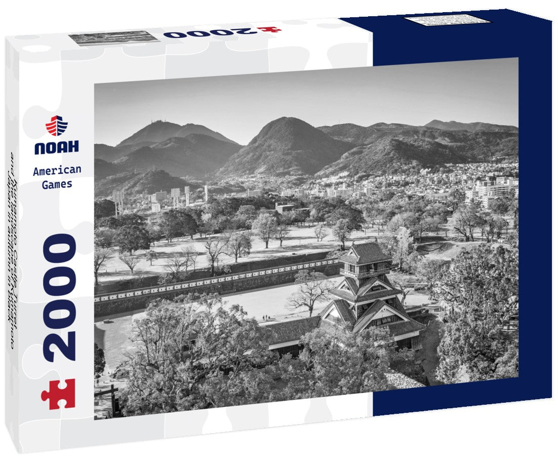 Kumamoto Castle Turret and the landscape of Kumamoto, Japan in autumn 2000pc PuzzleBlack and White