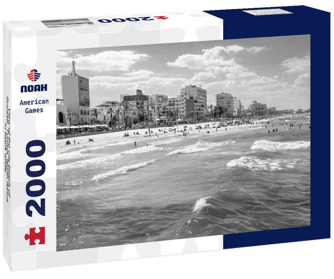 Noah Jigsaw Puzzle View of the city beach of Sousse. Tunisia, North Africa in black white 2000 pieces