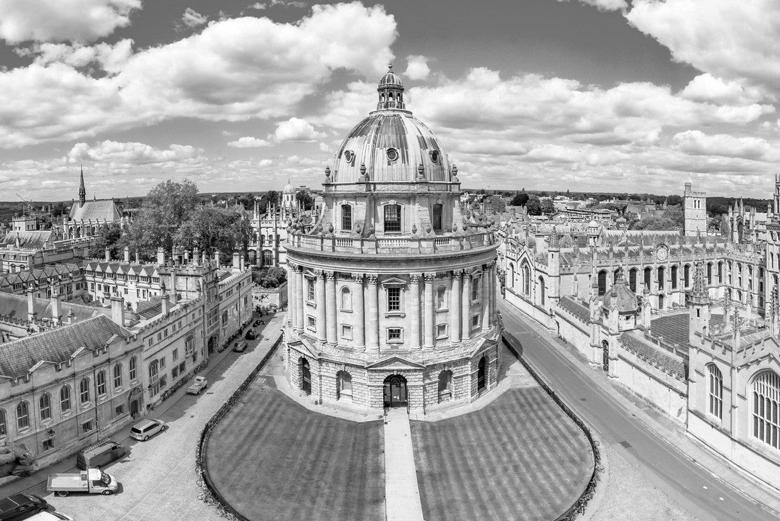 Streets of Oxford - landmark, England - overview from a church's tower with the Bodleian Library and All Souls College,Oxfordshire, England 2000pc PuzzleBlack and White
