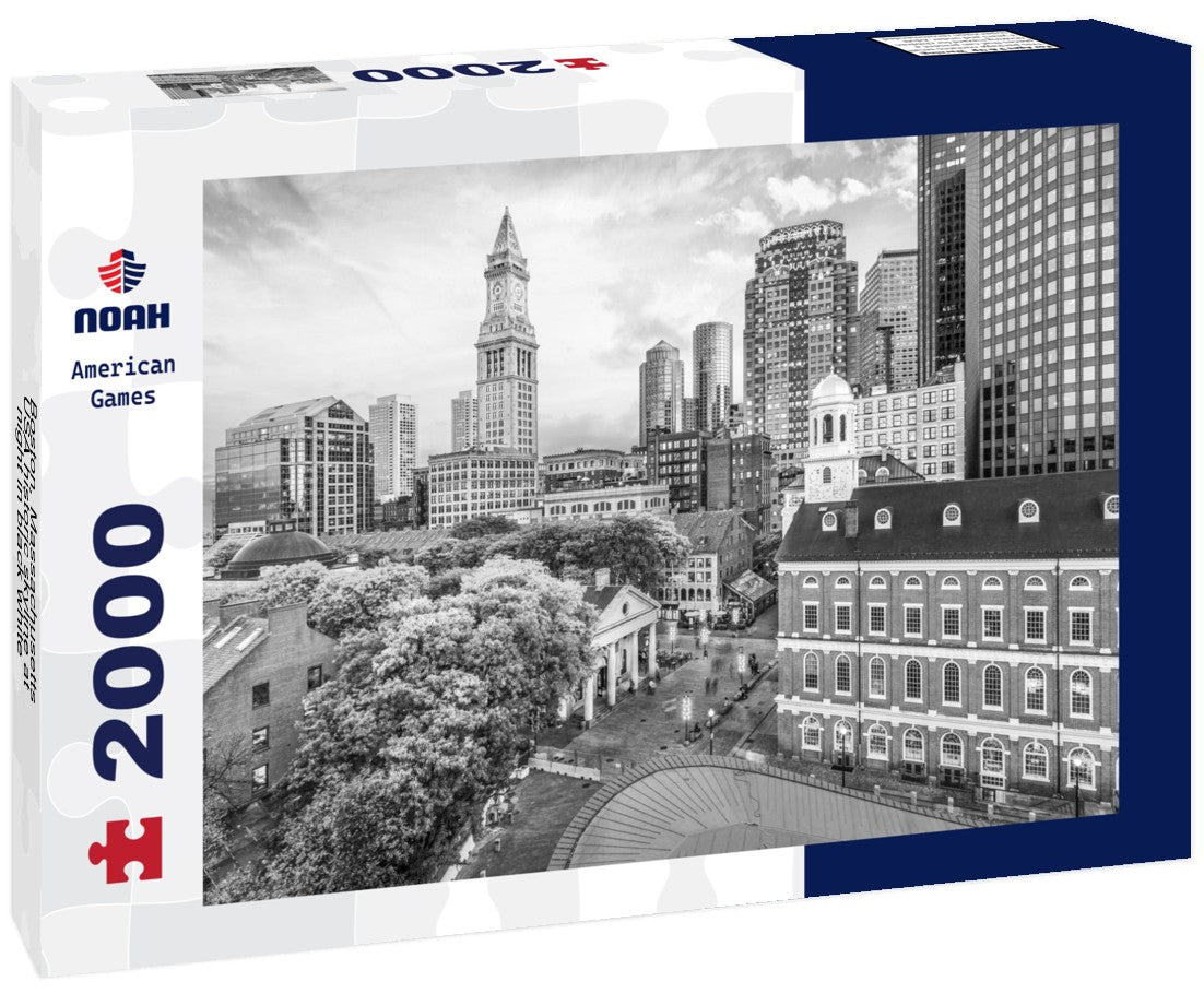 Boston, Massachusetts, USA historic skyline at night 2000pc PuzzleBlack and White