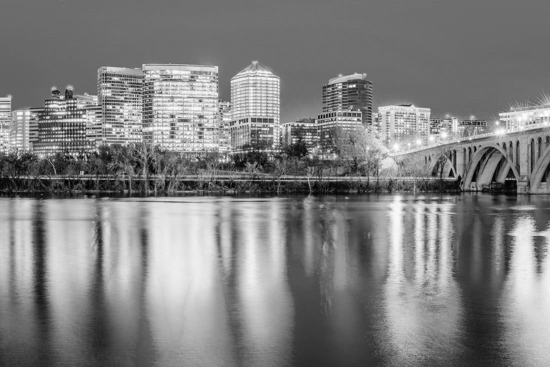 Noah Jigsaw Puzzle Rosslyn, Arlington, Virginia, USA City skyline on the Potomac River in black white 2000 pieces