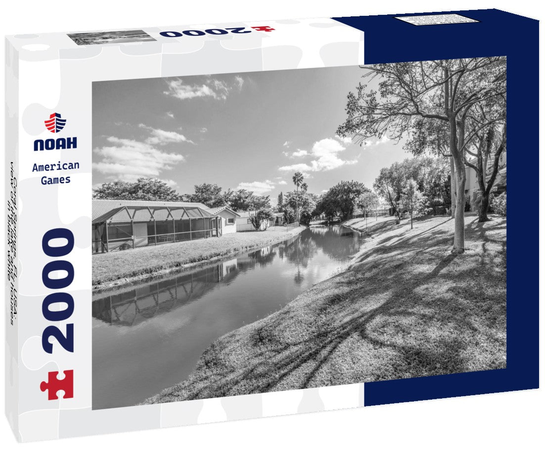 Coral Springs, FL, USA: view of the lake and houses 2000pc PuzzleBlack and White