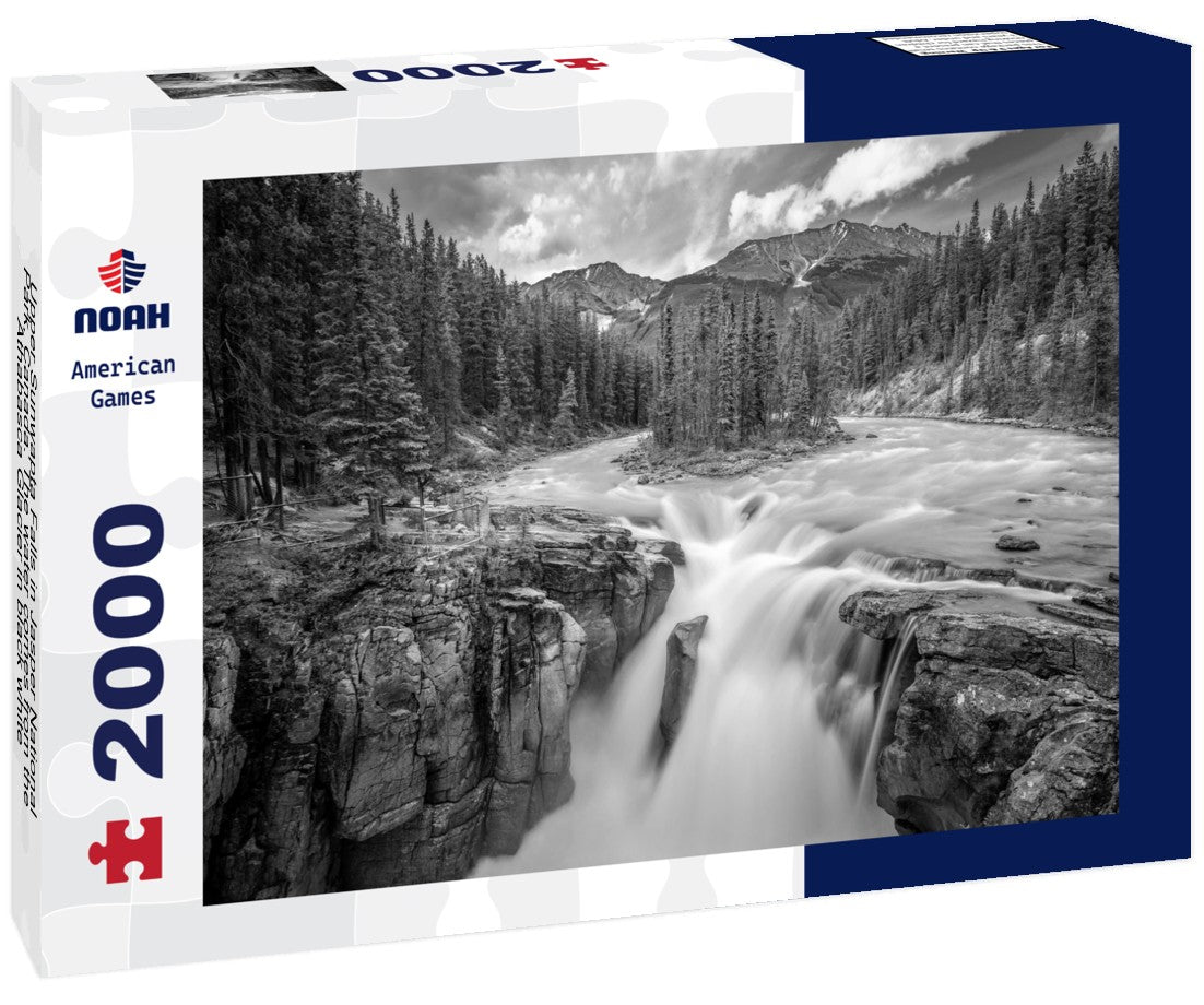 Upper Sunwapta Falls in Jasper National Park, Canada. The water comes from the Athabasca Glacier 2000pc PuzzleBlack and White