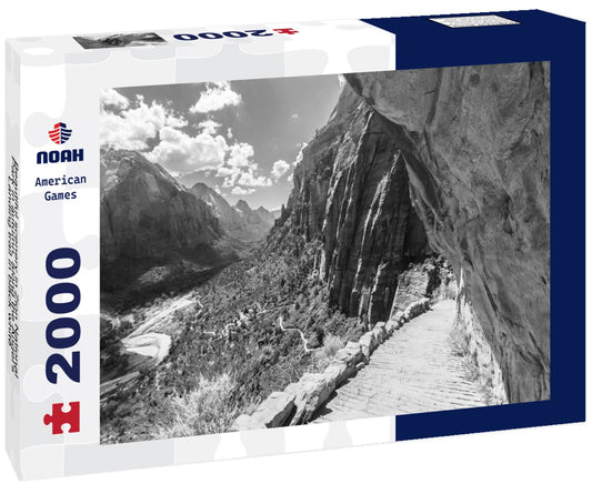 Noah Jigsaw Puzzle Beautiful scenery in Zion National Park in autumn, along the Angel's Landing trail in black white 2000 pieces