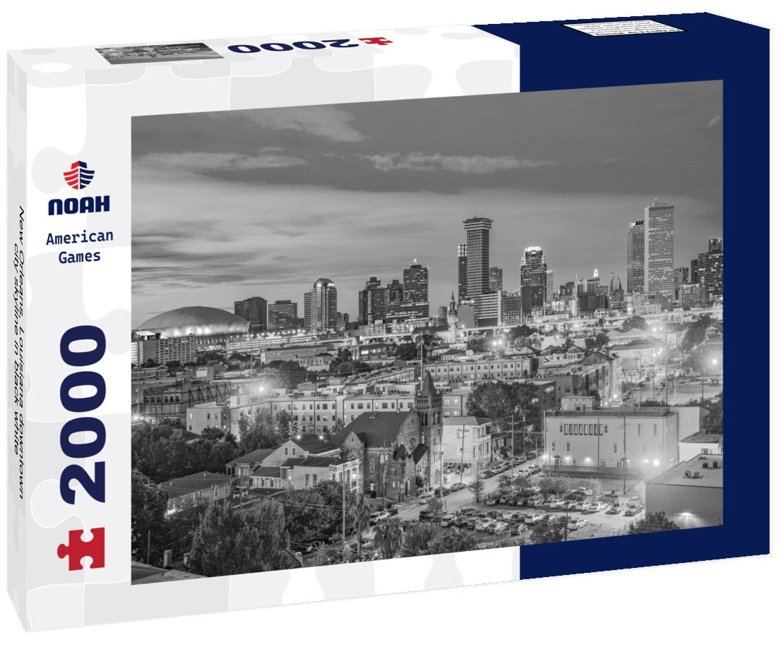 Noah Jigsaw Puzzle New Orleans, Louisiana downtown city skyline in black white 2000 pieces