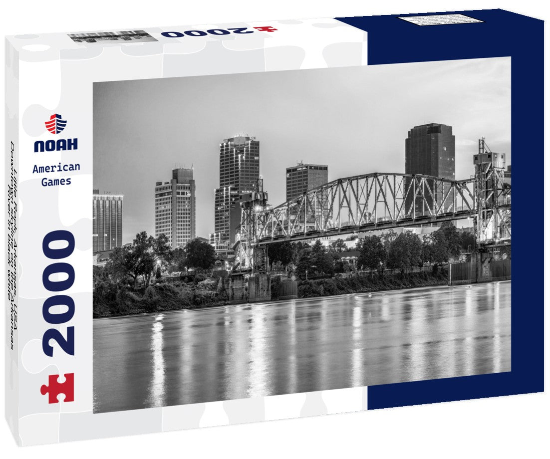 Little Rock, Arkansas, USA Downtown skyline on the Arkansas River 2000pc PuzzleBlack and White