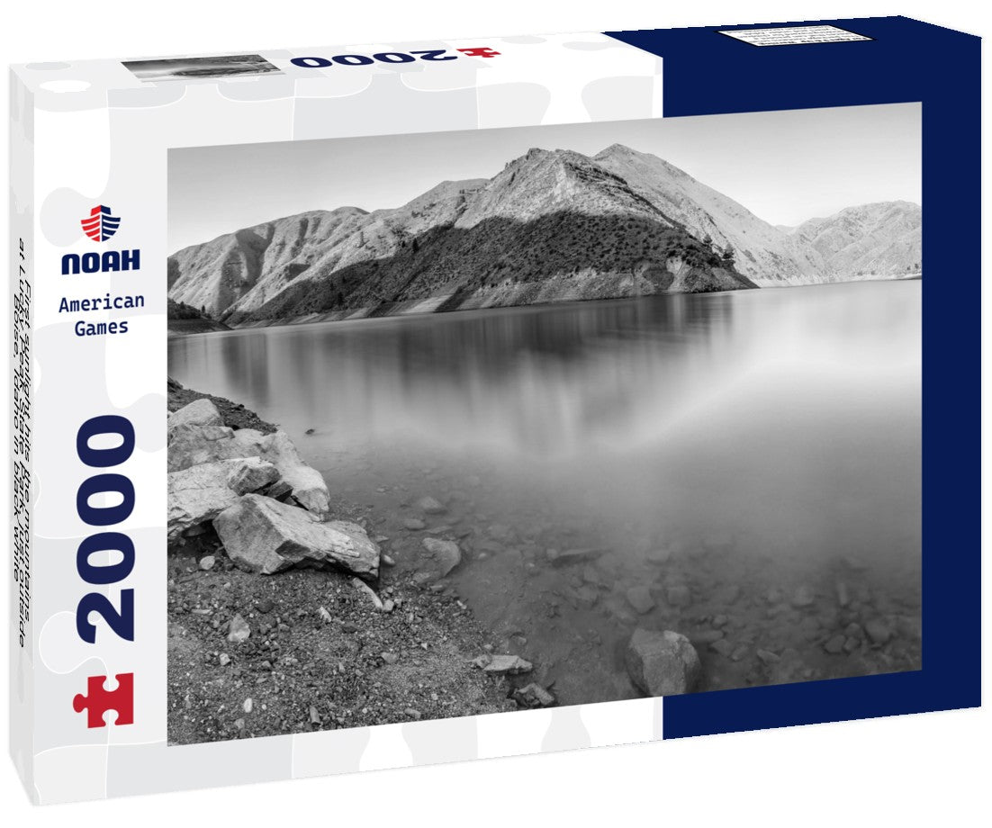 Noah Jigsaw Puzzle First sunlight hits the mountains at Lucky Peak State Park, just outside Boise, Idaho in black white 2000 pieces