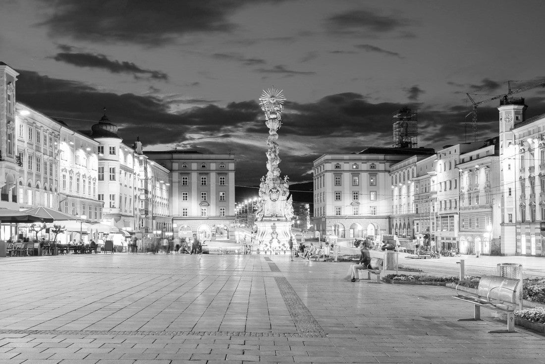 Holy Trinity Column at Hauptplatz or Main Square in the center of Linz in Austria at sunset 2000pc PuzzleBlack and White
