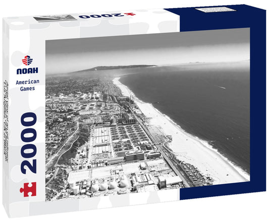 Noah Jigsaw Puzzle Aerial view of an oil refinery on the beach of El Segundo, Los Angeles, CA in black white 2000 pieces