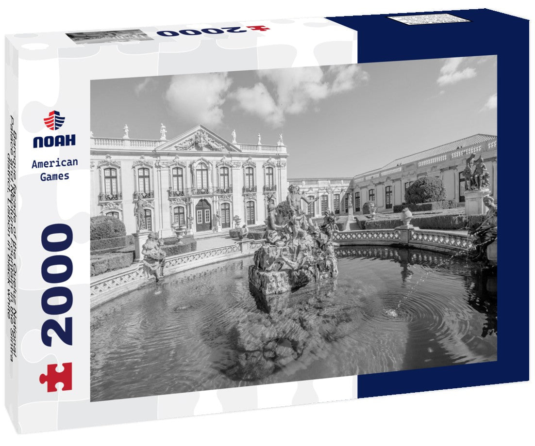 Baroque façade of the Queluz National Palace and Neptune Fountain in the Sintra district, Lisbon 2000pc PuzzleBlack and White