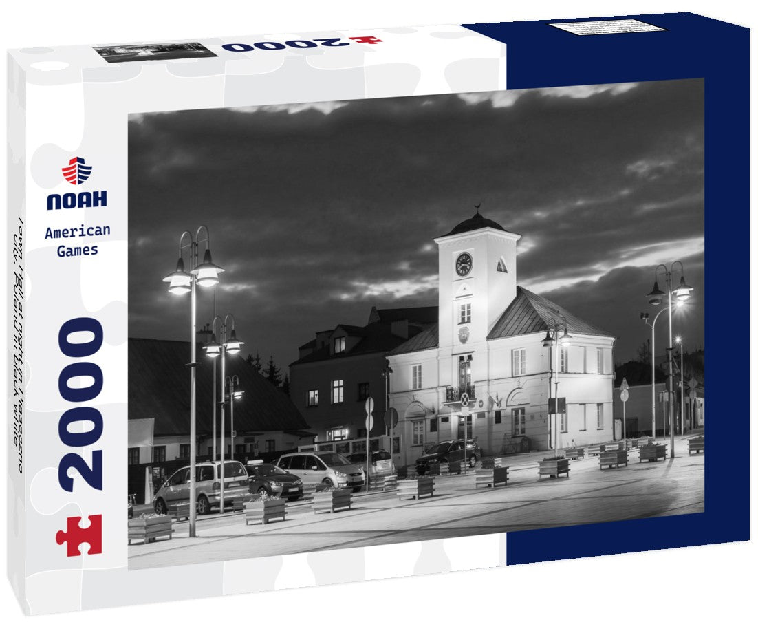 Town Hall at night in Piaseczno city, Poland 2000pc PuzzleBlack and White