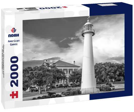 Noah Jigsaw Puzzle Biloxi, Mississippi USA at Biloxi Lighthouse in black white 2000 pieces