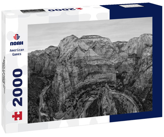 Noah Jigsaw Puzzle Angel's Landing Zion National Park in black white 2000 pieces