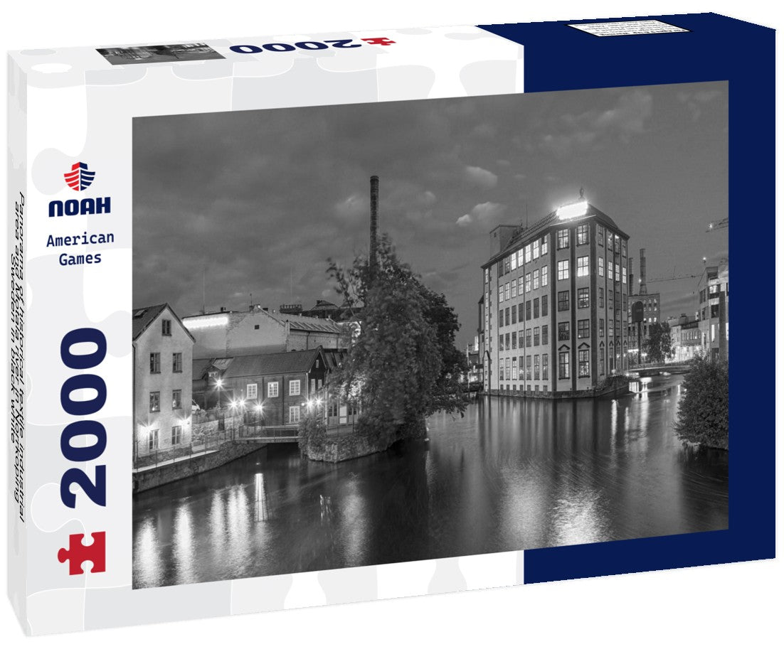 historical textile industrial area and Motala river in Norrkoping, Sweden 2000pc PuzzleBlack and White