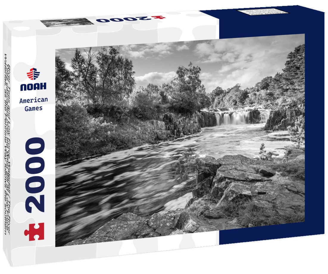 Noah Jigsaw Puzzle River Tees and Low Force Waterfall / The River Tees cascades over the Whin Sill at Low Force Waterfall, as the Pennine Way follows the southern riverbank in black white 2000 pieces