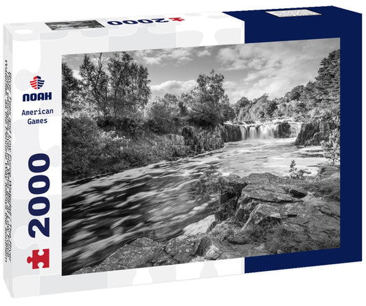 Noah Jigsaw Puzzle River Tees and Low Force Waterfall / The River Tees cascades over the Whin Sill at Low Force Waterfall, as the Pennine Way follows the southern riverbank in black white 2000 pieces