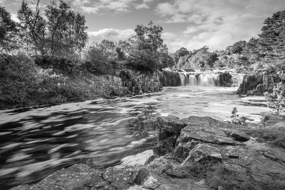 Noah Jigsaw Puzzle River Tees and Low Force Waterfall / The River Tees cascades over the Whin Sill at Low Force Waterfall, as the Pennine Way follows the southern riverbank in black white 2000 pieces