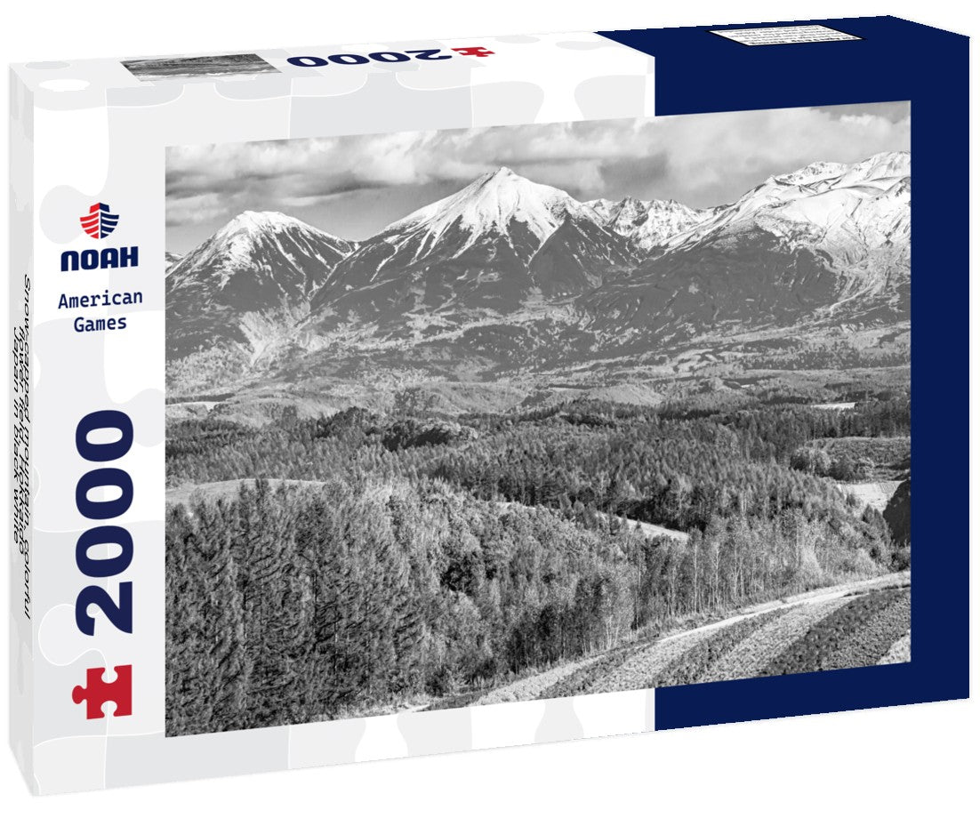 Snow-capped mountain, colorful flower field, Hokkaido, Japan 2000pc PuzzleBlack and White