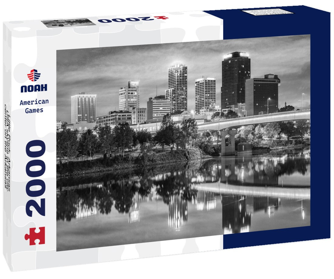 Noah Jigsaw Puzzle Little Rock, Arkansas, USA skyline in the city center on the Arkansas River in black white 2000 pieces