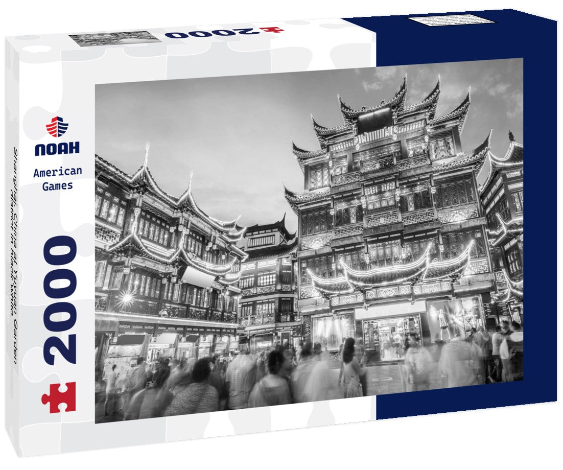 Noah Jigsaw Puzzle Shanghai, China at Yuyuan Garden district in black white 2000 pieces