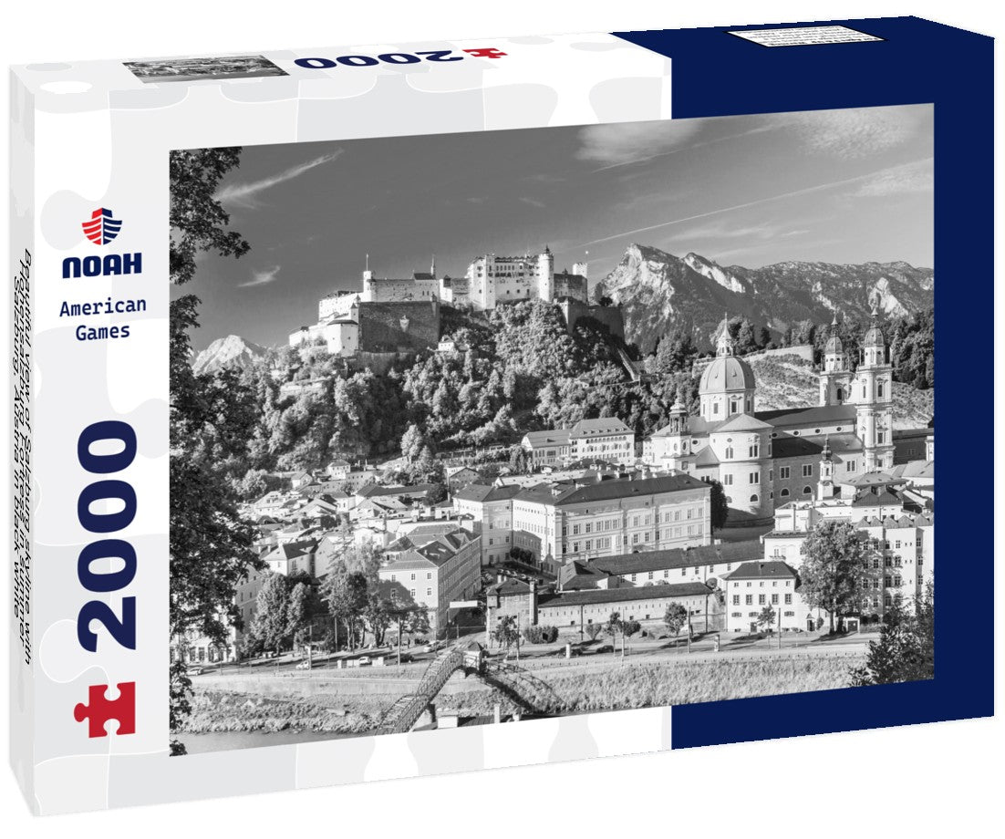 Beautiful view of Salzburg skyline with Hohensalzburg Fortress in summer, Salzburg, Austria 2000pc PuzzleBlack and White