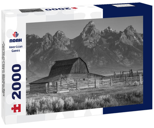 Noah Jigsaw Puzzle Sunrise of historic Moulton Barn in the Grand Teton National Park, Wyoming, USA in black white 2000 pieces