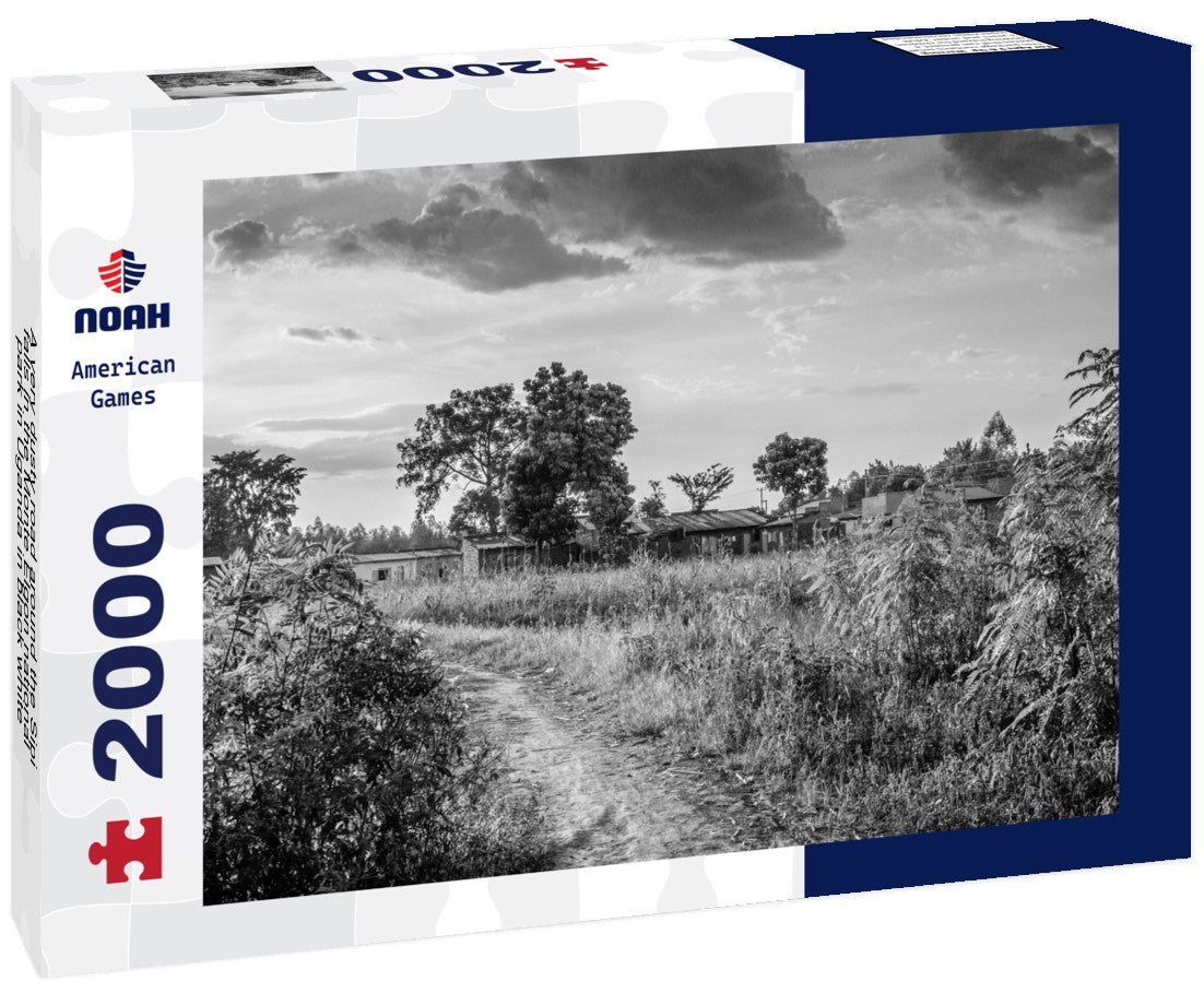 A very dusty road around the Sipi falls in the Monte Elgon national park in Uganda 2000pc PuzzleBlack and White
